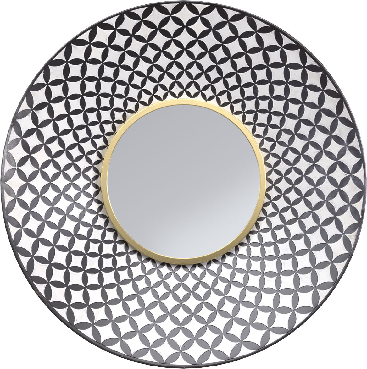 Rendez-Vous Déco Miroir rond en métal noir et blanc finition doré D59 cm