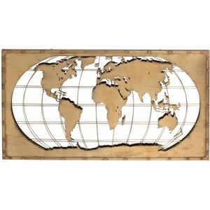 LANADECO Carte du monde en miroir sur plaque métal 150 cm