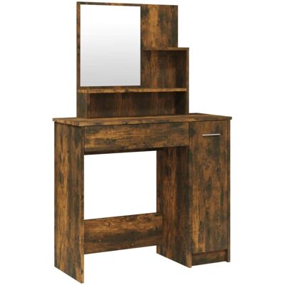 Maison Chic Coiffeuse avec miroir bois Chêne fumé 86,5x35x136 cm - Publicité Maison Chic Coiffeuse avec miroir bois Chêne fumé 86,5x35x136 cm - Publicité