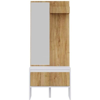 Hauss Spole Meuble d'entrée avec miroir en panneau de particules blanc et naturel - Publicité Hauss Spole Meuble d'entrée avec miroir en panneau de particules blanc et naturel - Publicité