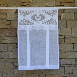 Maison d'ete Store en lin blanc et broderies 80X160 CM