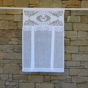 Maison d'ete Store en lin blanc et broderies 35X120 CM