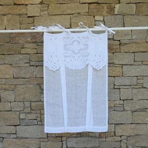 Maison d'ete Store en lin blanc et broderies 80X160 CM