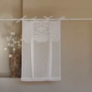 Maison d'ete Store en lin blanc et broderies 45X70 CM