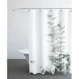 Juniqe Rideau de douche en polyester en blanc & vert 150x200