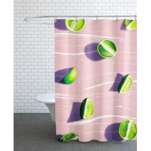 Juniqe Rideau de douche en polyester en rose & vert 150x200