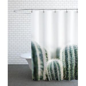 Juniqe Rideau de douche en polyester en blanc & vert 150x200