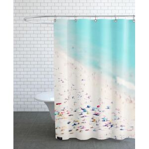 Juniqe Rideau de douche en polyester en blanc ivoire & turquoise 150x200