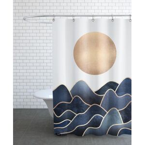 Juniqe Rideau de douche en polyester en blanc & bleu 150x200