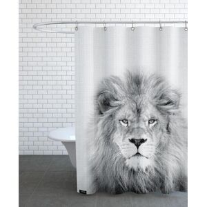 Juniqe Rideau de douche en polyester en blanc & gris 150x200