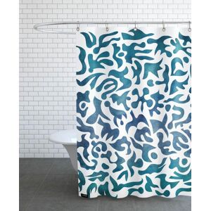 Juniqe Rideau de douche en polyester en blanc & bleu 150x200