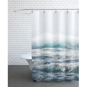 Juniqe Rideau de douche en polyester en blanc & bleu 150x200