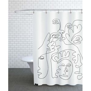 Juniqe Rideau de douche en polyester en blanc & noir 150x200