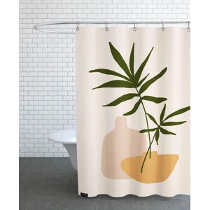 Juniqe Rideau de douche en polyester en blanc ivoire & marron 150x200