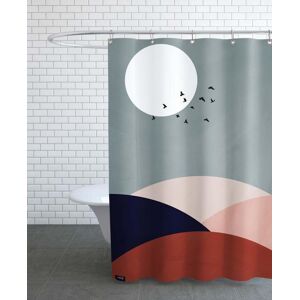 Juniqe Rideau de douche en polyester en gris & rouge 150x200