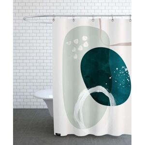 Juniqe Rideau de douche en polyester en blanc ivoire & vert 150x200