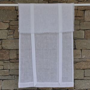 Maison d'ete Store en lin blanc avec bords effiloches 60X120 CM