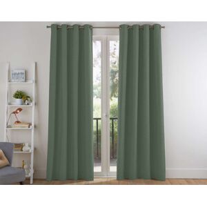 Becquet Rideau a l'unite monte sur ?illet 135x260 en coton vert