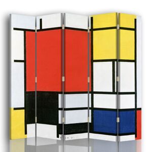 Legendarte Paravent Composition avec large plan rouge, Mondrian cm 180x170 (5x)