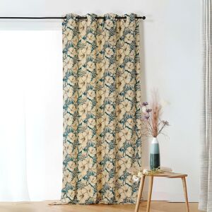 Linder Rideau a motif floral polyester bleu paon 145x240 cm