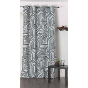 Linder Rideau deco motif rayures bleu 135x250cm