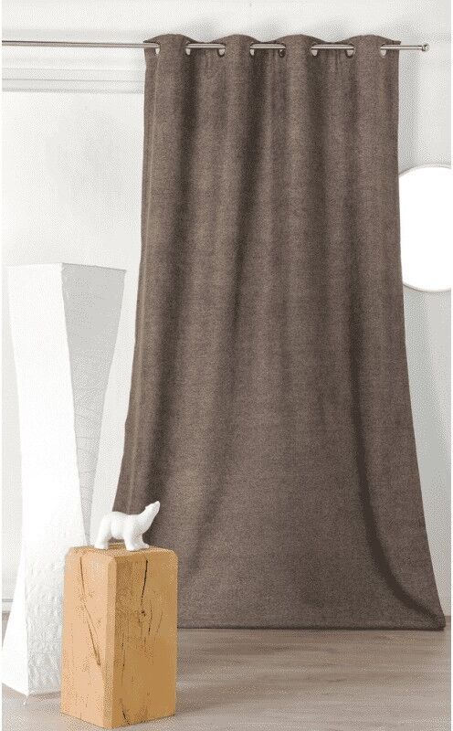 Linder Rideau obscurcissant aspect laine chinée polyester marron 250 x 140