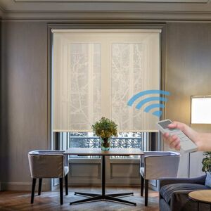 Easydeco Store enrouleur motorisé translucide beige 180 x 250 cm - Publicité Easydeco Store enrouleur motorisé translucide beige 180 x 250 cm - Publicité