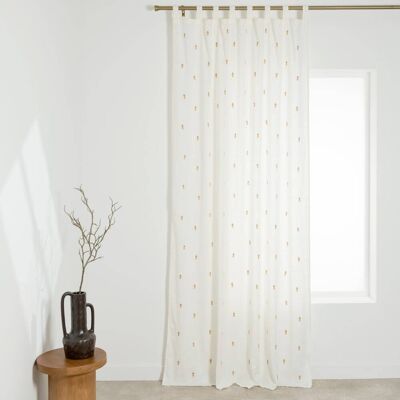 Maisons du Monde Rideau à pattes en coton blanc motifs jacquards ocres et terracotta, 140x250 cm (vendu à l'unité) - Publicité Maisons du Monde Rideau à pattes en coton blanc motifs jacquards ocres et terracotta, 140x250 cm (vendu à l'unité) - Publicité