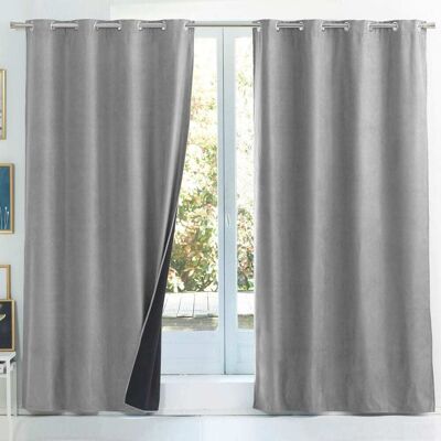 Becquet Rideau occultant en polyester gris moyen 140x240cm - Publicité Becquet Rideau occultant en polyester gris moyen 140x240cm - Publicité
