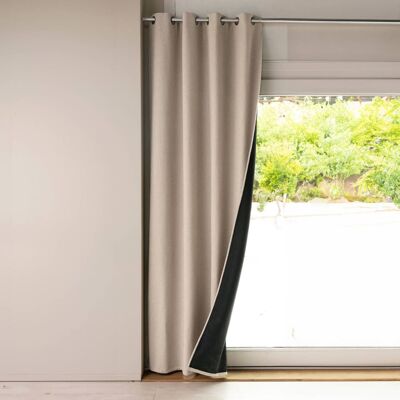 Becquet Rideau occultant en polyester beige 140x250cm - Publicité Becquet Rideau occultant en polyester beige 140x250cm - Publicité
