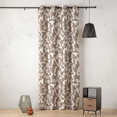 Linder Rideau jacquard géométrique texturé rétro coton taupe 260 x 140 - Publicité Linder Rideau jacquard géométrique texturé rétro coton taupe 260 x 140 - Publicité