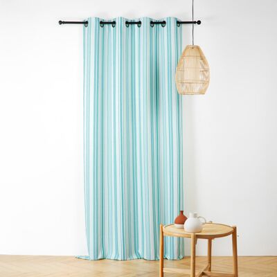 Linder Rideau extérieur déperlant rayé polypropylène turquoise 140x265 cm - Publicité Linder Rideau extérieur déperlant rayé polypropylène turquoise 140x265 cm - Publicité