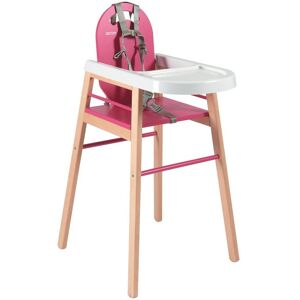 Combelle Chaise haute scandinave en bois massif bicolore fuchsia