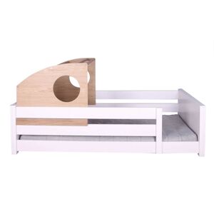 Wookids Lit montessori-cabine coulissante chene hetre massif laque blanc