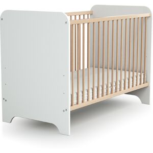 AT4 Lit bebe 60x120 blanc et hetre verni