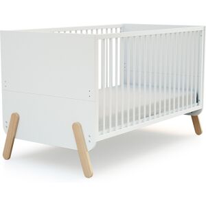 AT4 Lit bebe 70x140 evolutif blanc et hetre verni