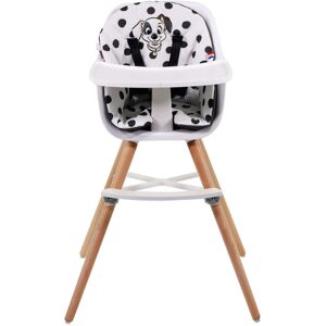 Nania Chaise haute blanche et hetre coussin decor 101 dalmatiens