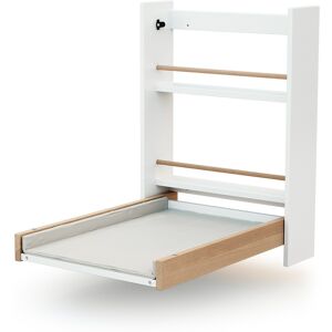 AT4 Table a langer murale + matelas blanc et hetre verni