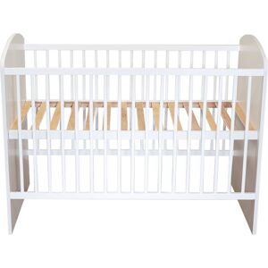 Baby Fox Lit bebe en bois massif avec sommier reglable blanc 60x120