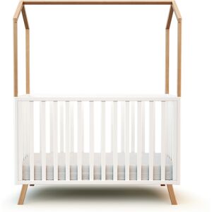 AT4 Lit bebe 60x120 blanc et hetre verni