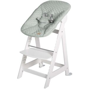 roba Chaise haute avec transat inclinable vert givre en bois blanc