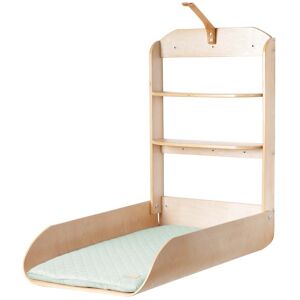 roba Table a langer murale en bois naturel + Matelas a langer vert