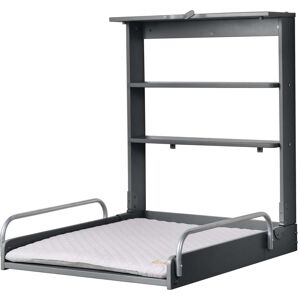 roba Table a langer murale en bois anthracite + Matelas a langer