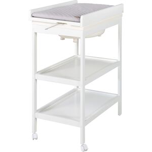 roba Table a langer avec baignoire et matelas gris en bois blanc