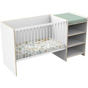 Baby Price Lit bebe combine 120x60 evolutif en 90x190 en bois blanc