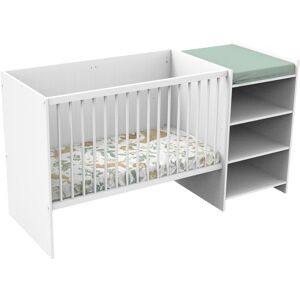 Baby Price Lit bebe combine 120x60 evolutif en 90x190 en bois blanc