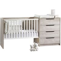 Sauthon Lit combiné 120×60 évolutif en bois blanc