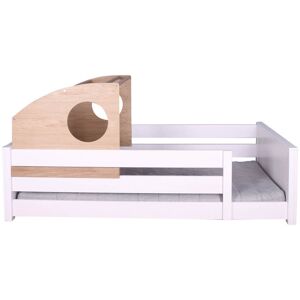 Wookids Lit montessori-cabine coulissante chêne hêtre massif laqué blanc