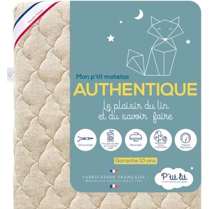 P'tit Lit Matelas bébé housse en lin d'origine végétale 60x120