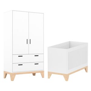 Songes et rigolades Lit évolutif 60x120 armoire blanc naturel